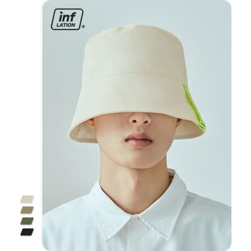 INFLATION Men Bucket Hat Outdoor Boy Bucket Hat In Soild Color Men Women Summer Sunhat 100% Cotton Streetwear Cap 239CI2020