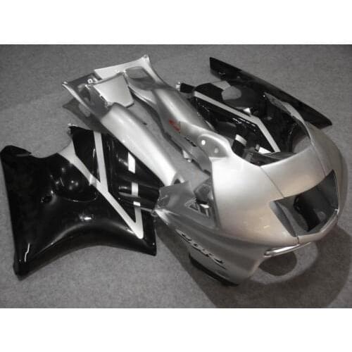 Custom Fairing kit for CBR600F3 97 98 CBR600 F3 CBR 600F3 1997 1998 CBR 600 ABS Silver black Fairings set+gifts HL16