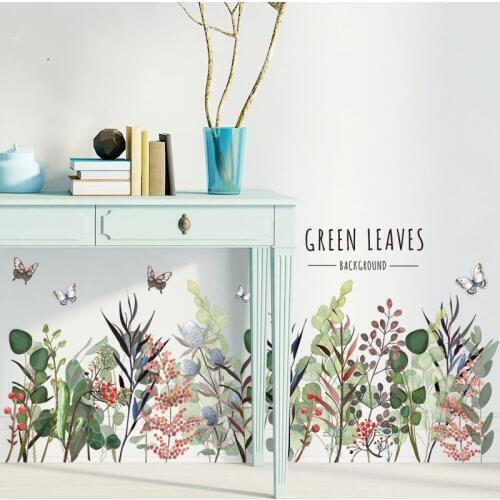 3d Fresh Green Leaves Grass Baseboard Pvc Wall Stickers Skirting Kids Living Room Bedroom Bathroom Kitchen Home Decor