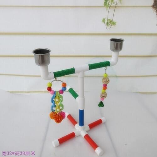 Bird PVC Perch Platform Training Stands Perches Playstand Playgound Standing Toy with feeders for Macaw Cockatoo African Grey