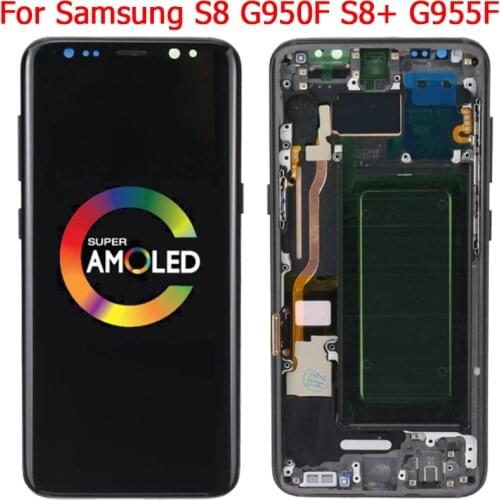 Original For Samsung Galaxy S8 Plus Display Frame Super Amoled S8 G950F G950FN G955F/DS LCD Touch Screen Repair Parts Digitizer