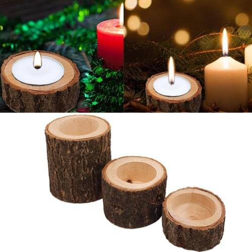 Tree Stump Wooden Candle Holder Tea Light Candlestick Wedding Centerpieces for Romantic Candlelight Dinner Decoration