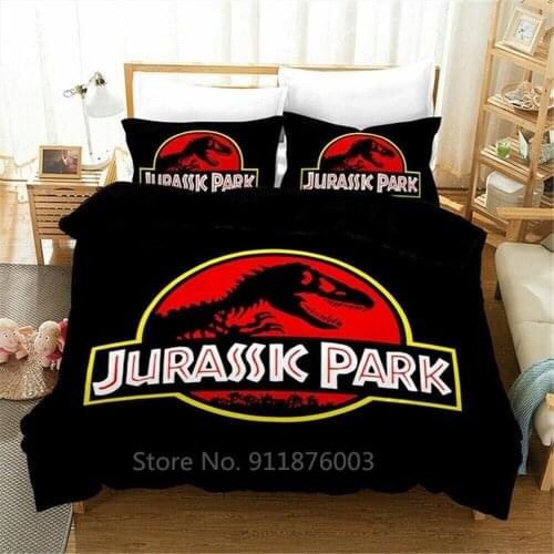 Jurassic World Dinosaur Bedding Set Tyrannosaurus the Lost World Pattern Duvet Cover with Pillowcases Kids Boys Teens Home Decor