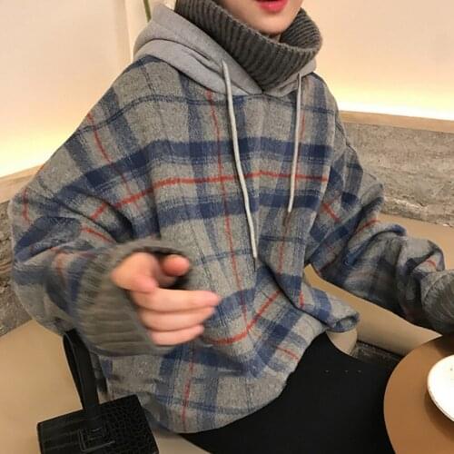 Casual Warm Hoodies Fake Two Pieces Women\s Long Sleeve Turtleneck Pullover Sweatshirts Hot