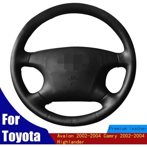 Hand-stitched Car Steering Wheel Cover Soft Black PU Artificial Leather For Toyota Avalon 2002-2004 Camry 2002-2004 Highlander