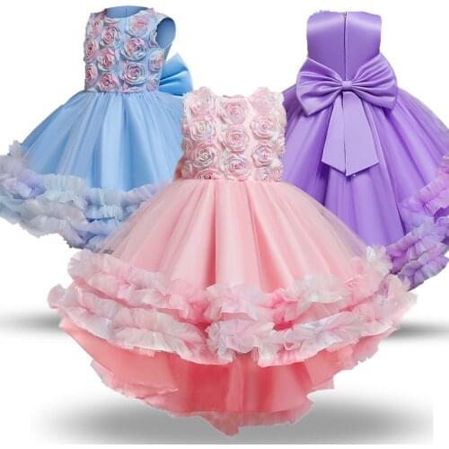 Flower Girl Dresses For Wedding Tutu Fluffy Gown Birthday Clothes Kids Dress Girl Baby Formal Wear Party Princess Costume