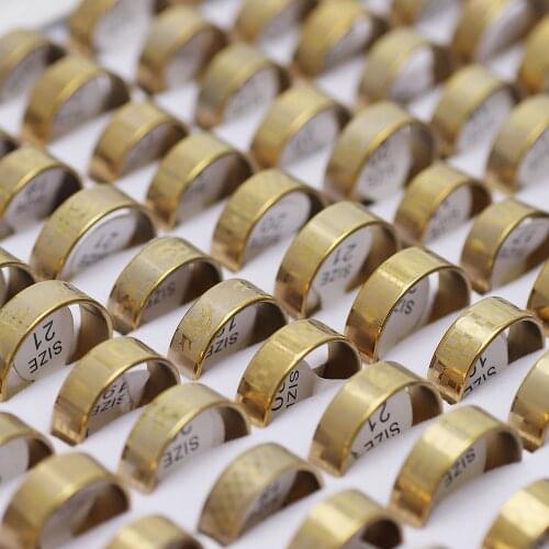 QianBei 10pcs/set Gold Color Ring Stainless Steel Corrosion Finger Rings For Women Men 2018 Fashion Jewelry Gift Wholsale Free