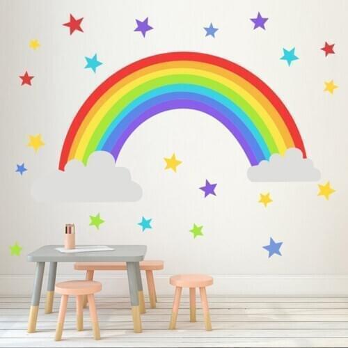 Rainbow Wall Sticker Kids Bedroom Nursery Window Decals Vinyl Art Murals Removable Wallpaper Home Shop DIY Decoration