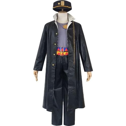Brdwn JoJos Bizarre Adventure Unisex Kujo Jotaro Cosplay Costume School Uniform (Coat+Shirt+Pants+Blet+Hat)