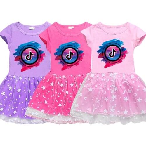 TIK TOK Kids Girls Clothing Baby girl Dresses Cartoon Children Sport Causal Dress Costume For 3-8 Years Kid Clothes