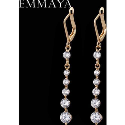 EMMAYA Gold-Color White Cubic Zirconia Womens Cheap Crystal Jewelry CZ Earrings