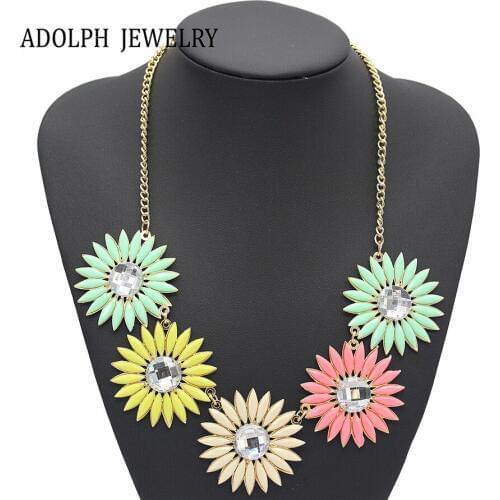 ADOLPH Jewelry Fashion Jewelry 2014 NEW Retro Elegant Flower Rhinestone Choker Necklace Women Statement necklaces & pendants