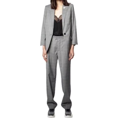 ZHUOLIN Women's Plaid Trousers