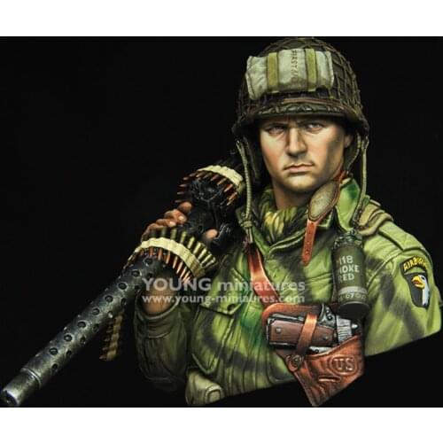 1/10, WW2 US AIRBORNE with M1919, Resin Model figure Bust GK, Military theme, Unassembled and unpainted kit