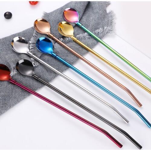 1 PC Stainless Steel Long Drinking Straws Yerba Mate Straw Gourd Bombilla Filter Stirring Spoons Reusable Tea Coffee Tool