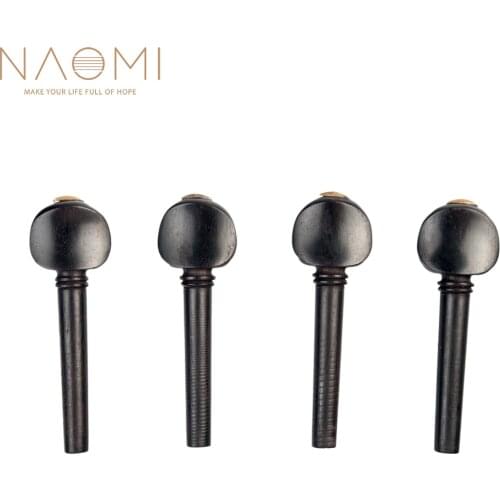 NAOMI 4pcs/1set Violin Tuning Pegs Ebony Wood Tuning Pegs w/ Gold Tips Unfitted Undrilled For 4/4-1/8 Violin