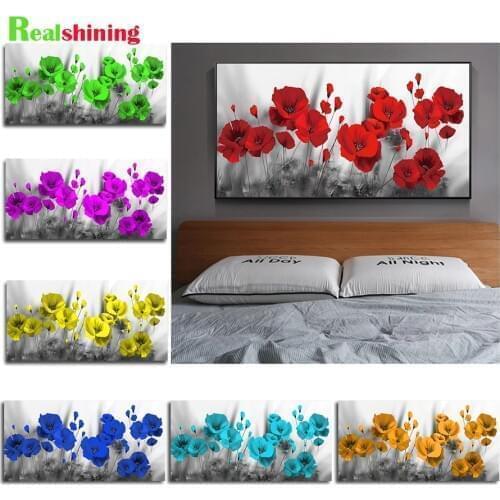 5D Diy Diamond Mosaic Modern Color Poppies Flower Diamond Painting Full Square Round Embroidery Sale Abstract Art N1724