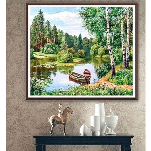 Diamond Embroidery Diy Diamond Painting Cross Stitch Kits Diamond Mosaic Countryside scenic river Full Square Diamond Embroide