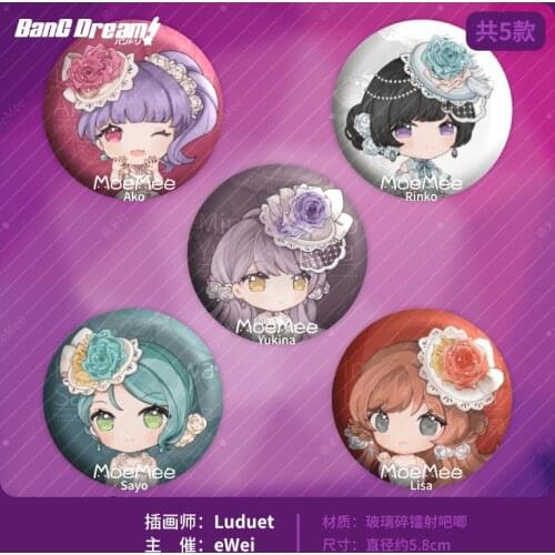 Anime BanG Dream! Roselia Yukina Minato Imai Lisa Shirokane Rinko Cosplay Badge Garniture Bedges For Bags Brooch Pin Toy Prop