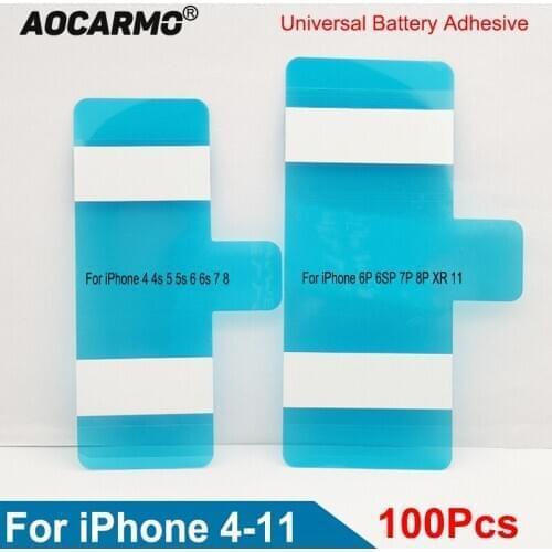 Aocarmo 100Pcs/Lot For iPhone 4/4S/5/5S/6/6S/6P/6S/6SP/7/7P/8/8P/XR/11 Plus Battery Adhesive Glue Tape Universal Sticker
