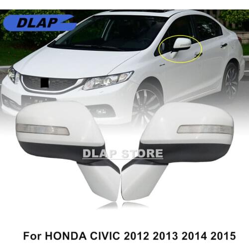 Auto 1PCS Outer Door Rearview Mirror Assy For Honda CIVIC FB2 2012 2013 2014 2015 With 5-PINS LED Turn Signal Light None Painted