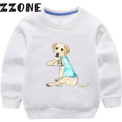 Childrens Hoodies Kids Labrador I Love Mom Cute Dog Sweatshirts Baby Cotton Pullover Tops Girls Boys Autumn Clothes,KYT5397