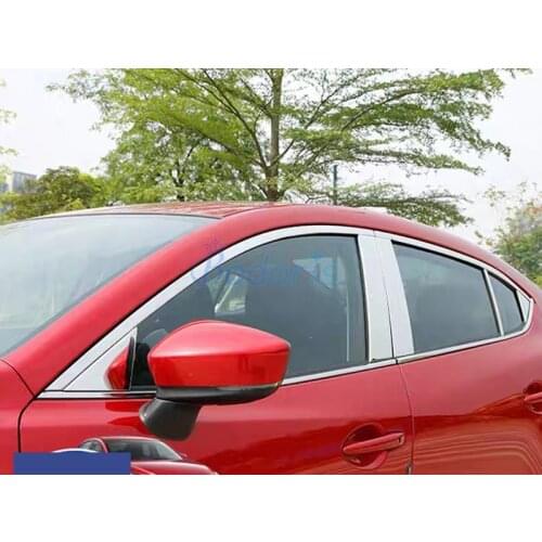 For Mazda 3 M3 Axela Sedan 2014-2018 Stainless Steel Window Glass Moulding Trim Garnish Frame Sticker Auto Car Accessories