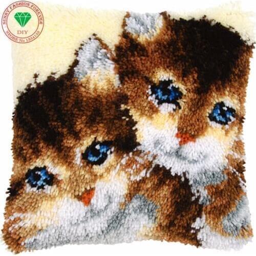 Home decoration Cats Needlework Pillowcase sets embroidery stitch thread Latch hook rug kits crochet hooks Cross-stitch cushion