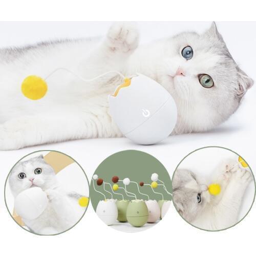Electronic Motion Toy Interactive Cat Teaser Eggshell Shape Pets Toy Rotating Interactive Puzzle Pet FURRYTAIL Smart Control
