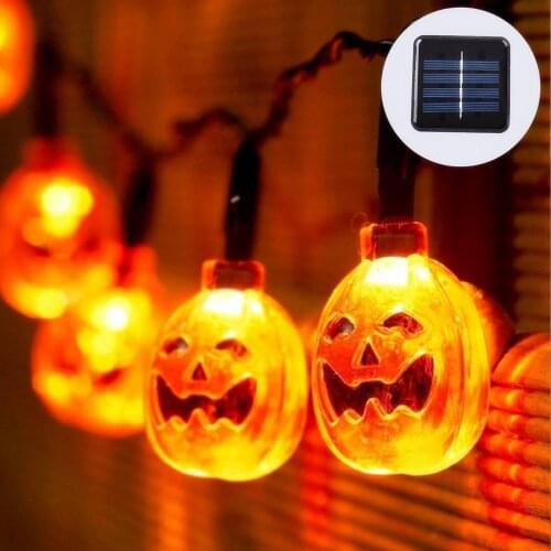 Halloween Outdoor Waterproof Decoration Solar 20/30/50 LED Pumpkin String Lights Garden Decoration Lantern String Lights