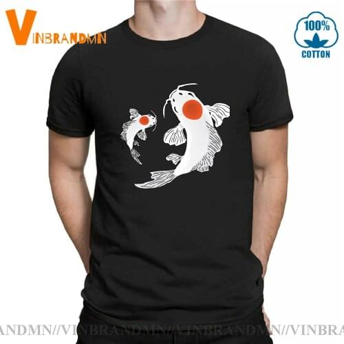 Tai Chi Style Carp Tattoo Japanese World Animal Painting Loose Casual Yin Yang Tees men 3D Twin Koi Fish Cotton O-neck T-Shirt