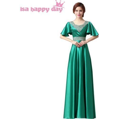 Robes mariee formal full figure beautiful bridemaids long green red satin a line cape bridesmaid dresses gown under 100 H1382