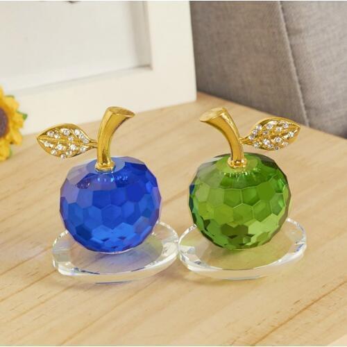 Hot Sell Crystal Apple Christmas present Romantic Christmas Eve Apple Glass Crystals Craft Creative Birthday Present Home Decor