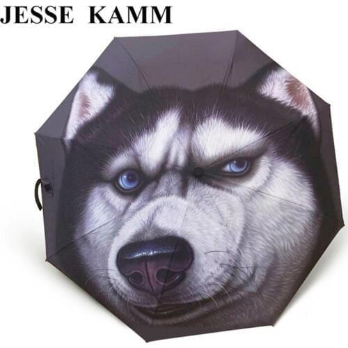 JESSE KAMM Drop shopping Animal Bear Shapi Dog Pet Computer Print Fully-Automatic Creative Compact Fashion Rain Sun Umbrellas