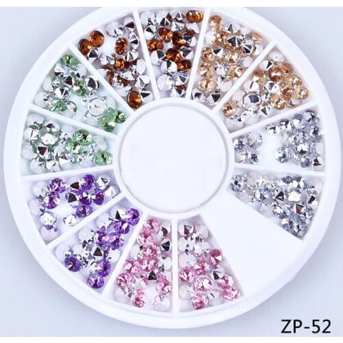 SS16(3.7-3.9mm)Mixed Glitter Nail Art Wheels Sharp End Crystal Colorful Rhinestones Perfect Design Nail Beauty Decoration Tools