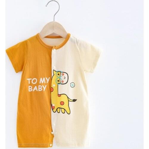 Summer Boys Girls Clothing Pure Cotton Cartoon Costumes Newborn Rompers Short Sleeve Giraffe Panda Jumpsuits Baby Infant Outfits