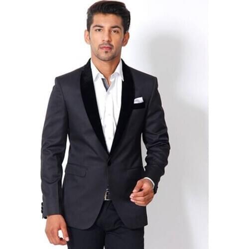 Handsome Groomsmen Shawl Lapel Groom Tuxedos Mens Wedding Dress Man Jacket Blazer Prom Dinner (Jacket+Pants+Tie) A102