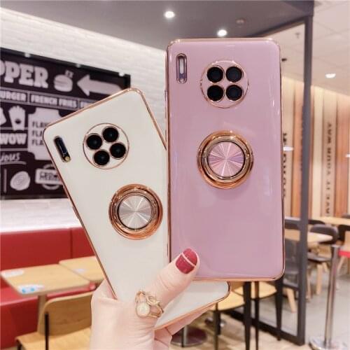 Mobile Phone Luxury Cases for Huawei Mate 40Pro 30Pro 20Pro Plus 40 30 20 Phone with Ring Holder Stand Plating Soft Cover
