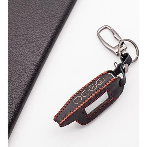 Soft Texture 100% Leather Key Case for Scher-Khan Magicar 7 8 9 10 11 12 Two-Way Car Alarm LCD Transmitter Remote Fob Cover