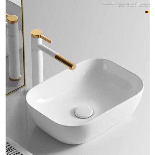 Nordic White Gold Faucet Copper Single Hole Toilet Wash Basin Hot and Cold Faucet for Basin Sink Pull Out Bathroom Faucets AY37B