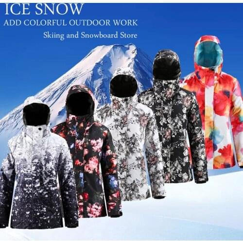 New Fashion Snow Suit Wear Womens Snowboarding Coats Waterproof Costumes Winter Outdoor Ski Jacket + Strap Pant Brand for Girl