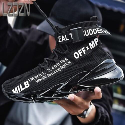 2021 New Spring High-Top Shoe Trend Sports Mens Shoes Air Cushion Damp Shoes Shock Absorption Running Net Shoes Basketball