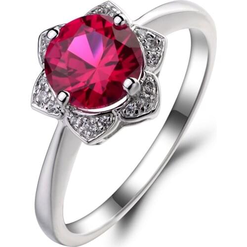 New S925 Sterling Silver New Product Fashion Foreign Trade Red Oval Zircon Ring Two-tone Ring Wedding Bridal Jewelry
