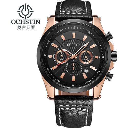 OCHSTIN Mens Watches Brand Luxury Quartz Watch Men 2017 Business Leather Band Relogio Masculino Clock Man Fashion wristwatches