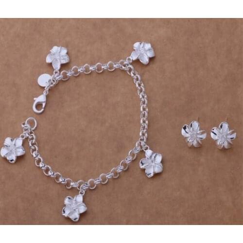 Silver plated Jewelry Sets Earring 155 + Bracelet 075 /arfajima dqdamhka AS185