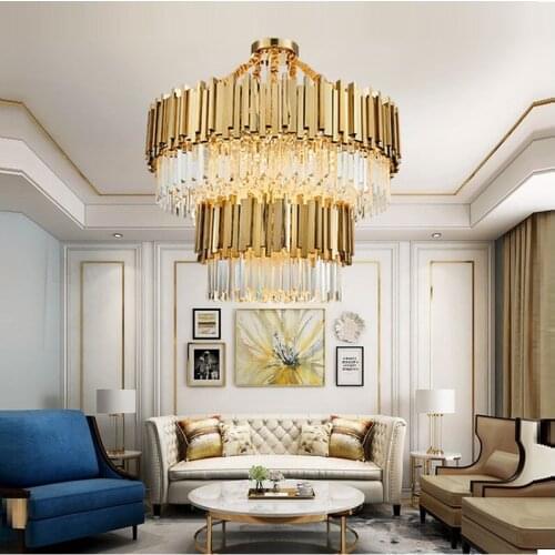 Luxury crystal Chandelier Lighting LED Rectangle for Dinning Room lights Living room Gold LED ChandelierS Lights Fixture