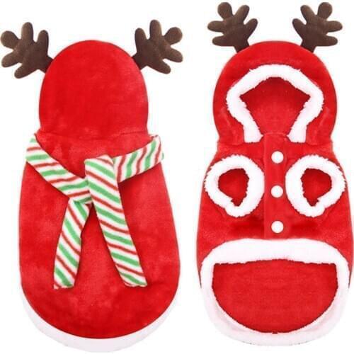 Christmas Pet Dog Clothes for Small Dogs Winter Puppy Cat Costume Warm Fleece Dog Hooded Coat Jackets Chihuahua Clothing Outfits