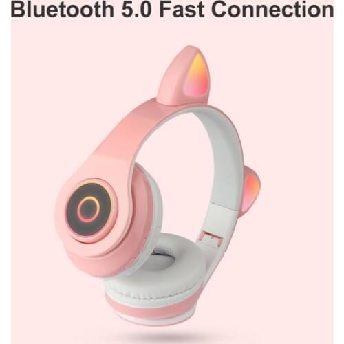 Cat Ears Cute Style Wireless Bluetooth Headband Game Headphone For Grils Gift Colorful BT 5.0 Headset Beauty Bluetooth Headphone