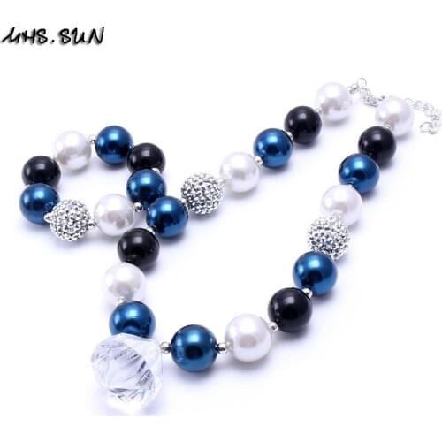 MHS.SUN Kids Chunky Beads Necklace Bracelets Set Fashion Design Bubblegum Jewelry Set For Girls Children Party Gifts New
