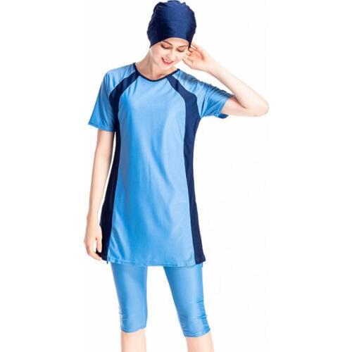 Swimm Wear Short Sleeve Swimming Suit Conservative Seven Part Pants Muslim Swimwear Woman Three-piece Islamic Swimsuit Burkinis
